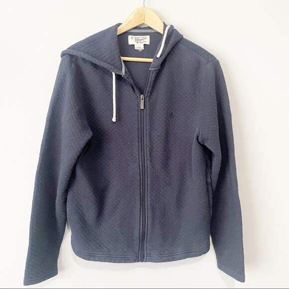 Original Penguin navy blue hooded zip upsize medium men’s waffle knit - Picture 1 of 6